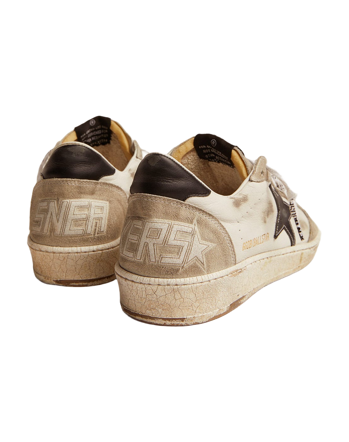 Women | Ball Star Sneakers White Leather & Ice-Gray Suede with Black Details | White x Ice x Black x