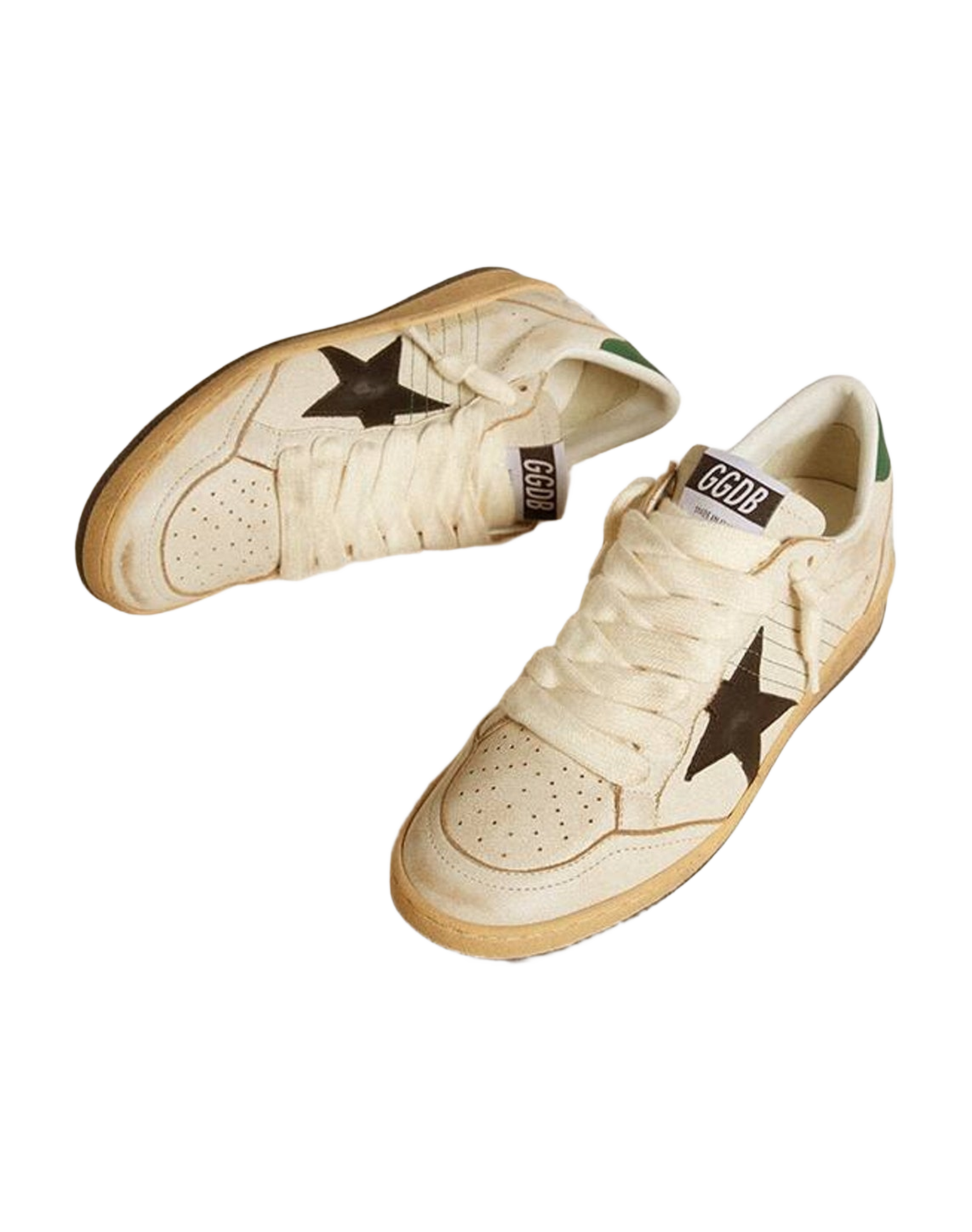 Women | Ball Star with Leather Star & Leather Heel Tab | White x Black x Dark Green (V1)