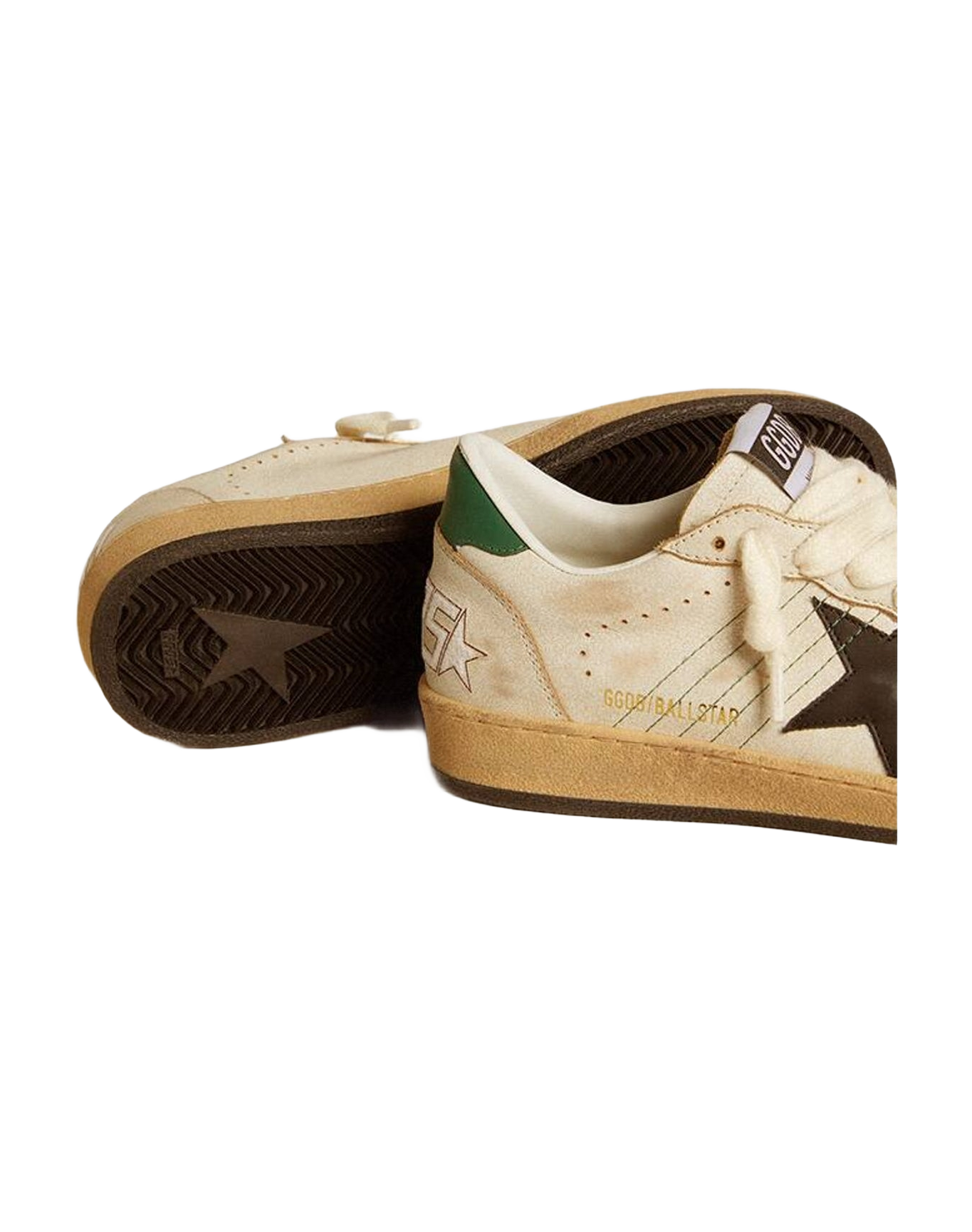 Women | Ball Star with Leather Star & Leather Heel Tab | White x Black x Dark Green (V1)