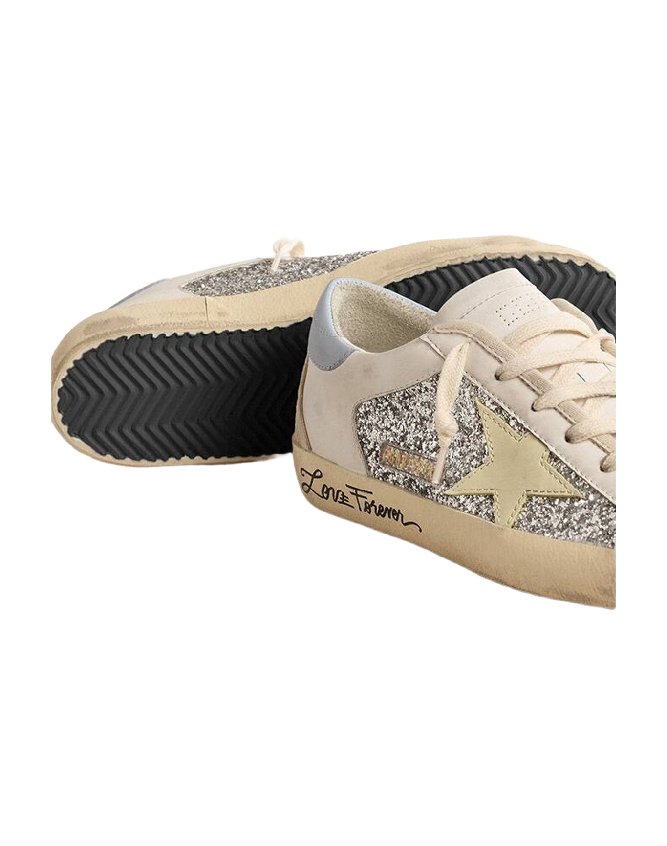 Women | Bio Based Super-Star with Glitter & Leather Star | Silver x White x Light Yellow x Powder Blu x Beige (V1)