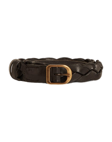 Women | Black Braided Leather Belt | Black