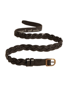 Women | Black Braided Leather Belt | Black