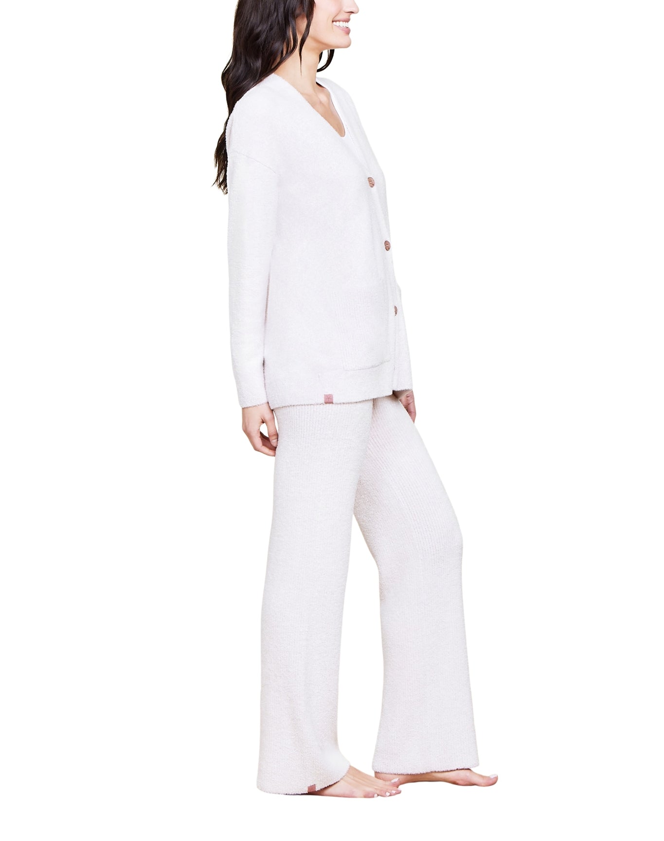 Women | Cozychic Lite Contrast Rib Pocket Cardigan | Primrose-Pearl