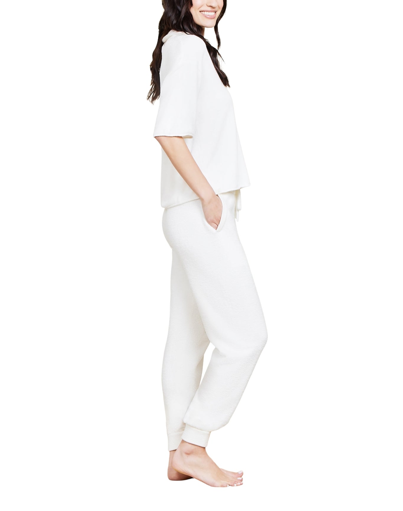 Women | Cozychic Ultra Lite Collared Short Sleeve | Pearl