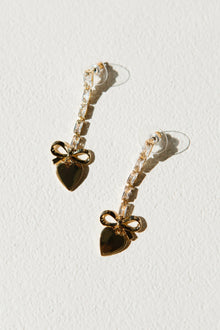 Women | Crystal Heart Drop Earrings | Gold