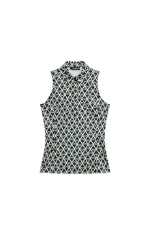 Women | Dena Print Sleeveless Top | Geo JL Navy