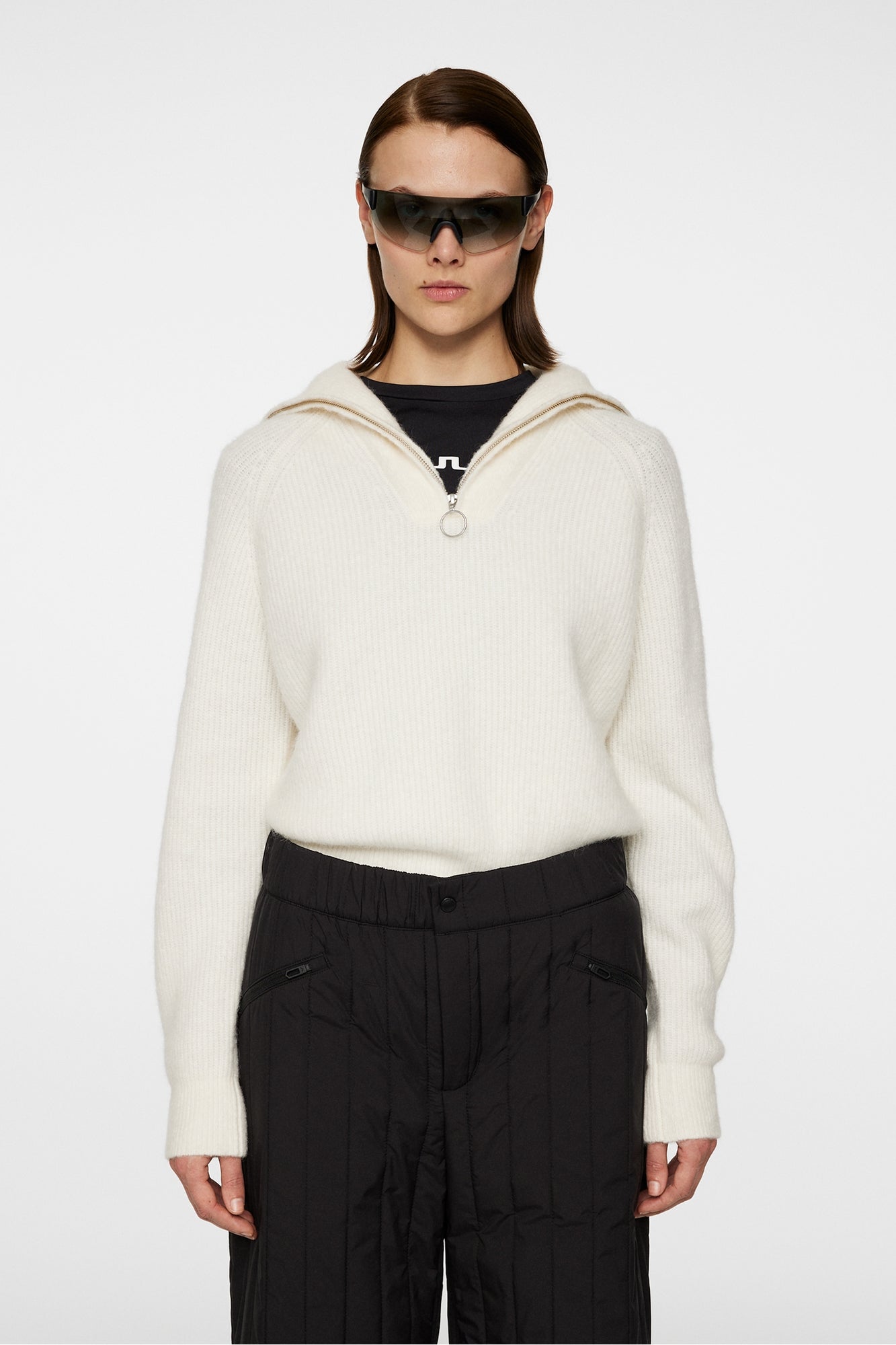 Women | Finja Knitted Zip Sweater | Whisper White