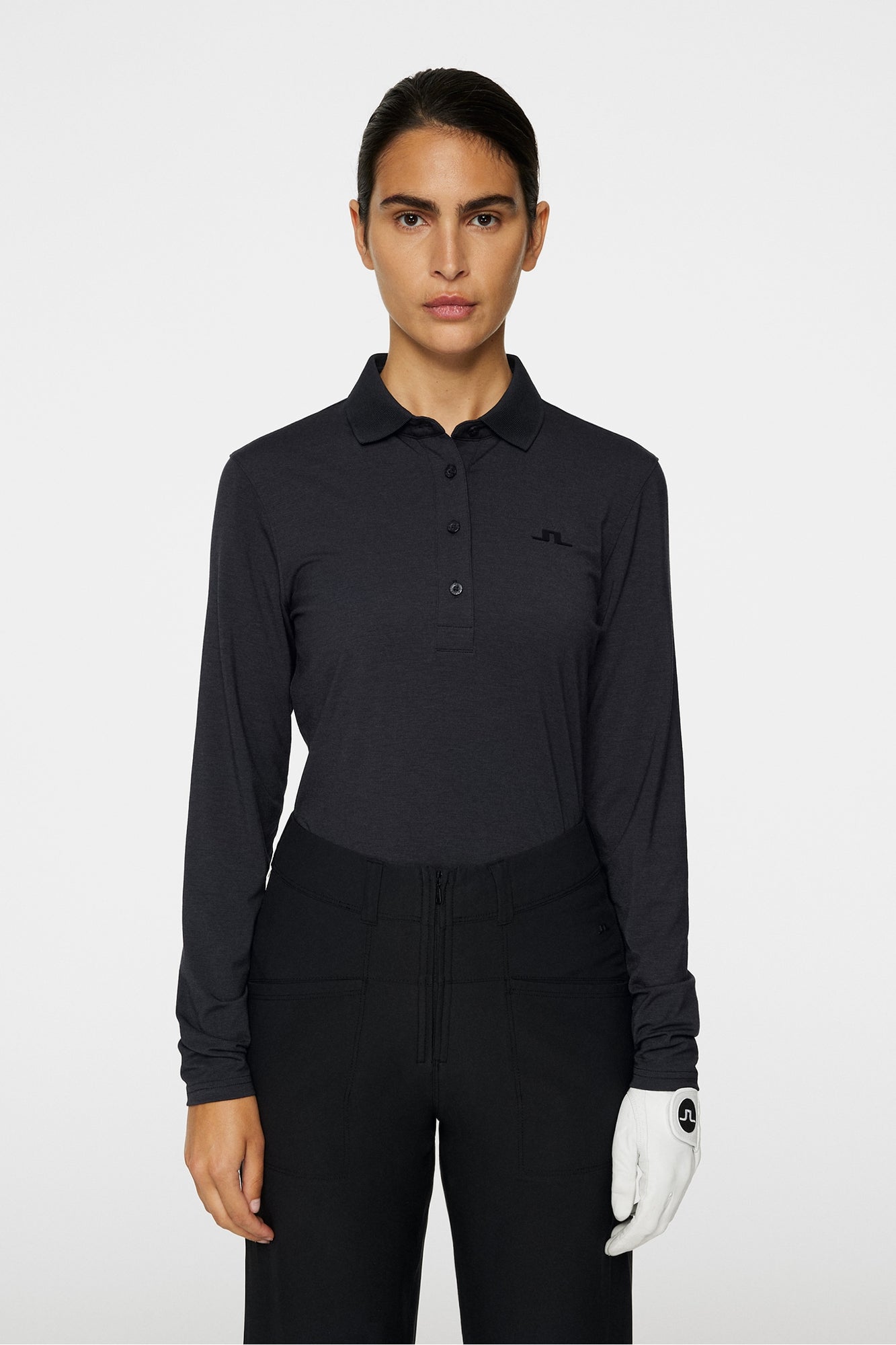 Women | Flor Long Sleeve Polo | Black