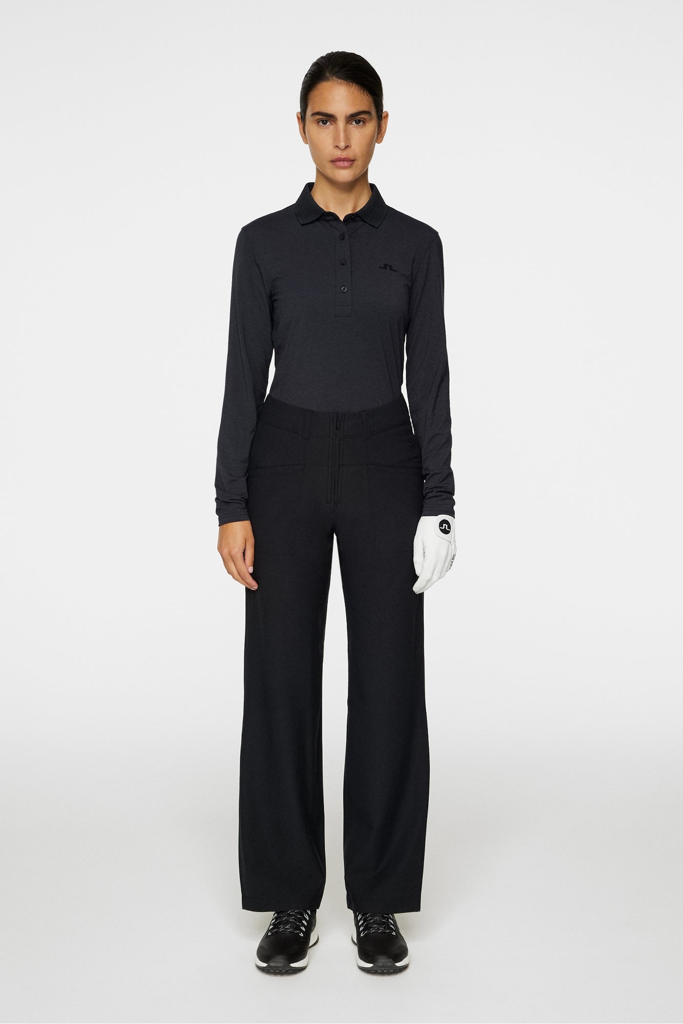 Women | Flor Long Sleeve Polo | Black