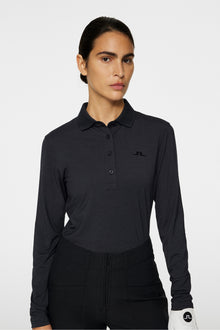 Women | Flor Long Sleeve Polo | Black