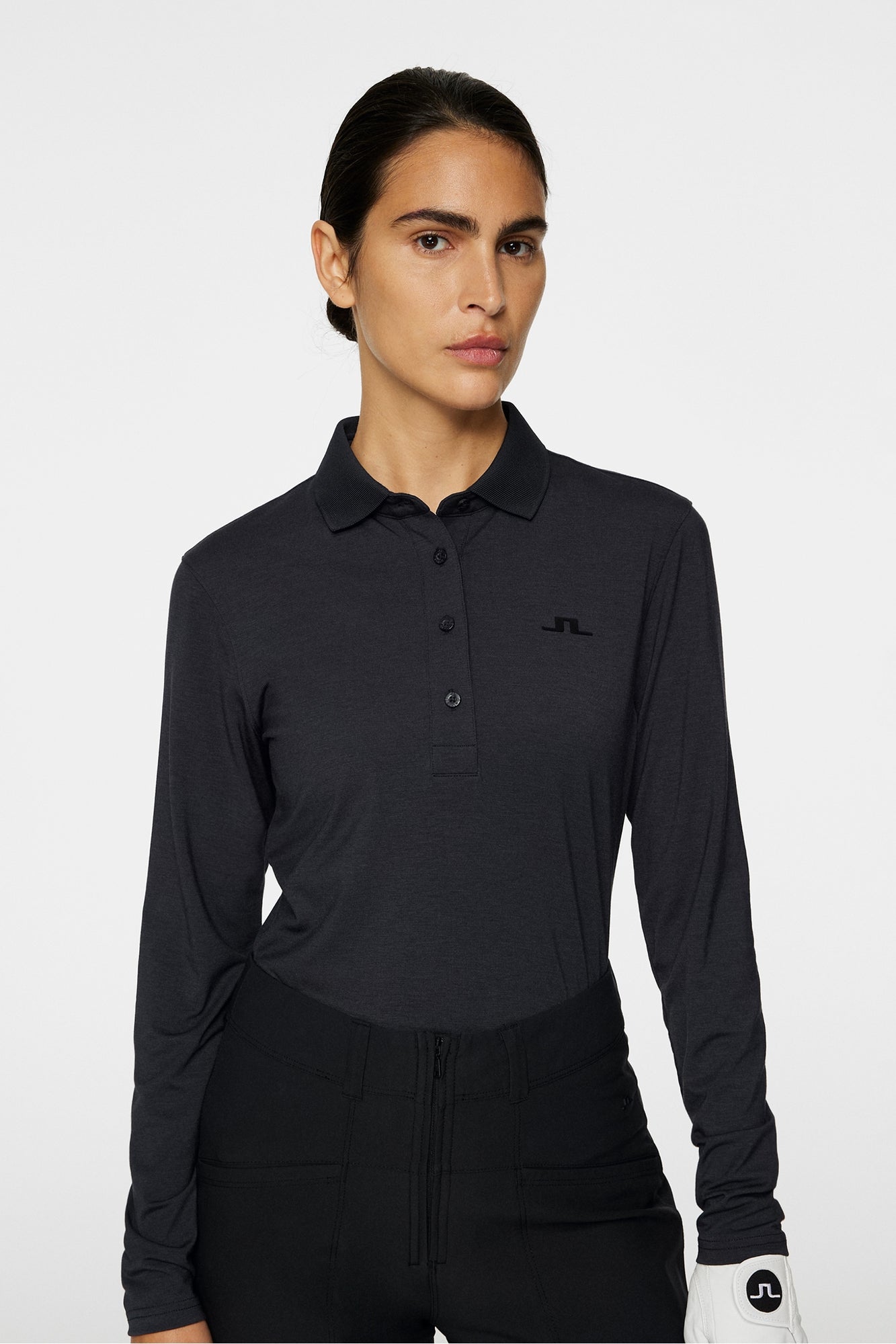 Women | Flor Long Sleeve Polo | Black