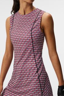 Women | Helena Print Dress | JL Micro Bridge Rose Red