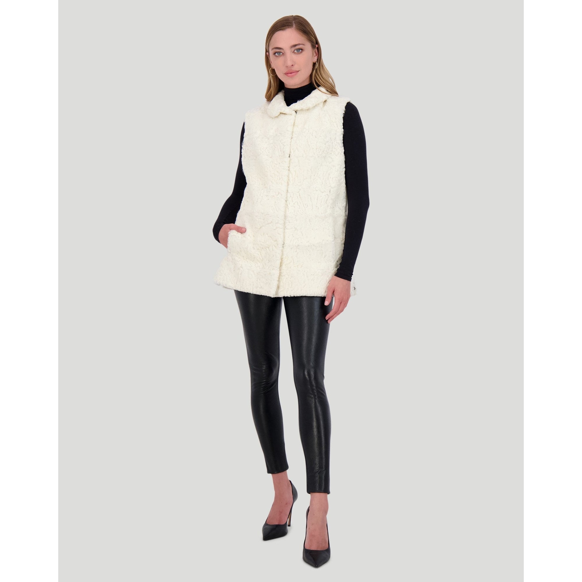 Women | Horizontal Lamb Vest | Beige