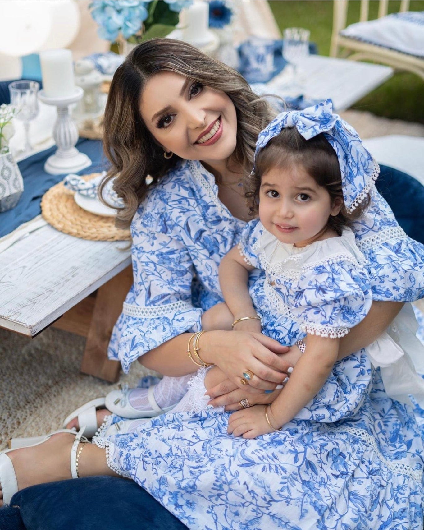Women | Jaylin and Linen Mom Dress | Blue x White