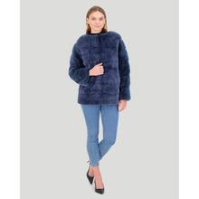 Women | Mink Funnel Neck Jacket | Denim