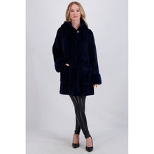 Women | Mink Hooded Jacket | Admiral Blue