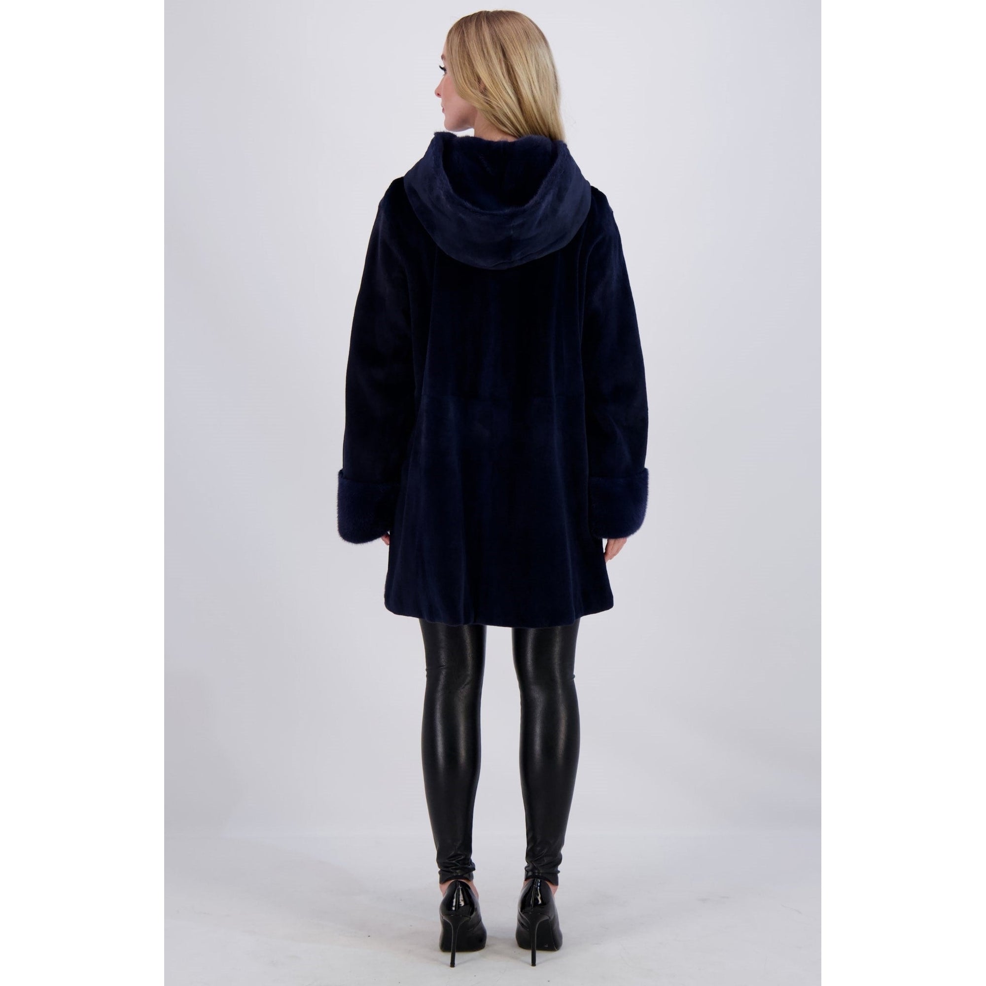 Women | Mink Hooded Jacket | Admiral Blue