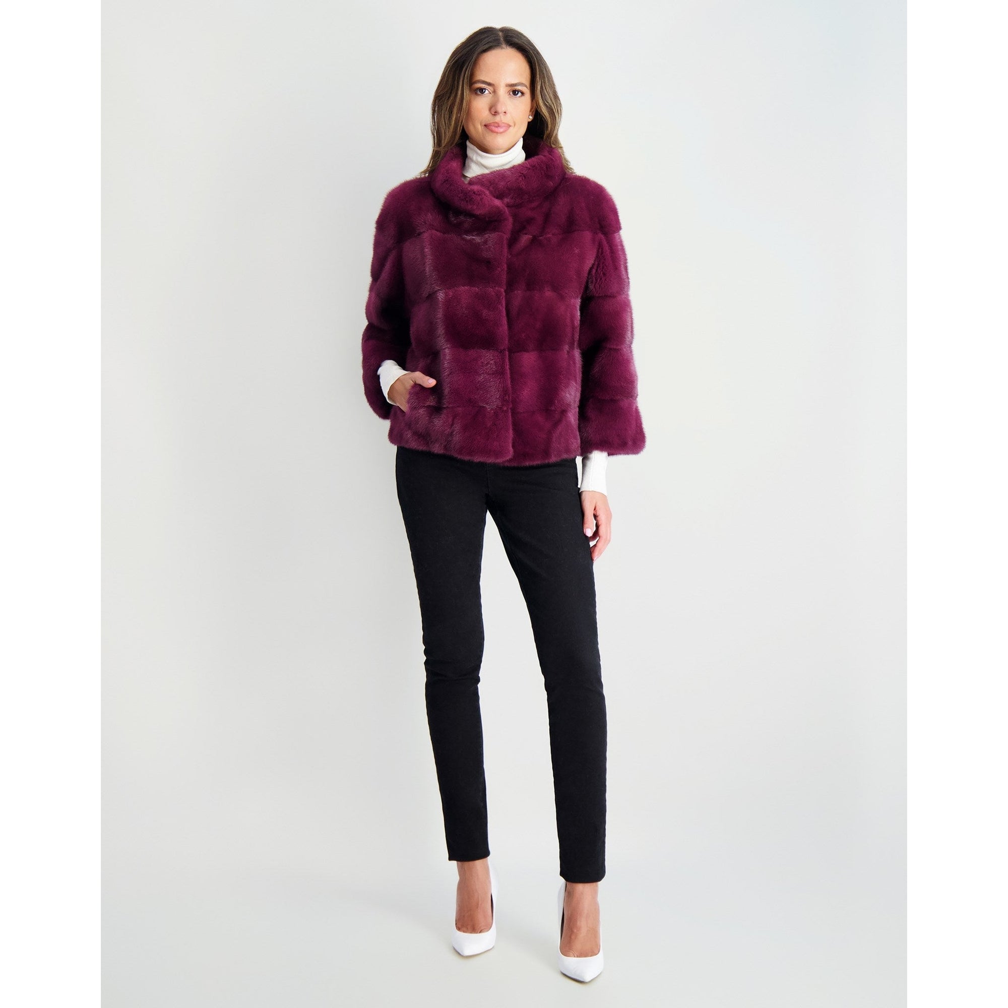 Women | Mink Jacket | Magenta