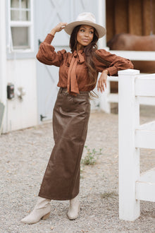 Women | Shannon Vegan Leather Skirt | Brown