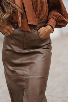 Women | Shannon Vegan Leather Skirt | Brown