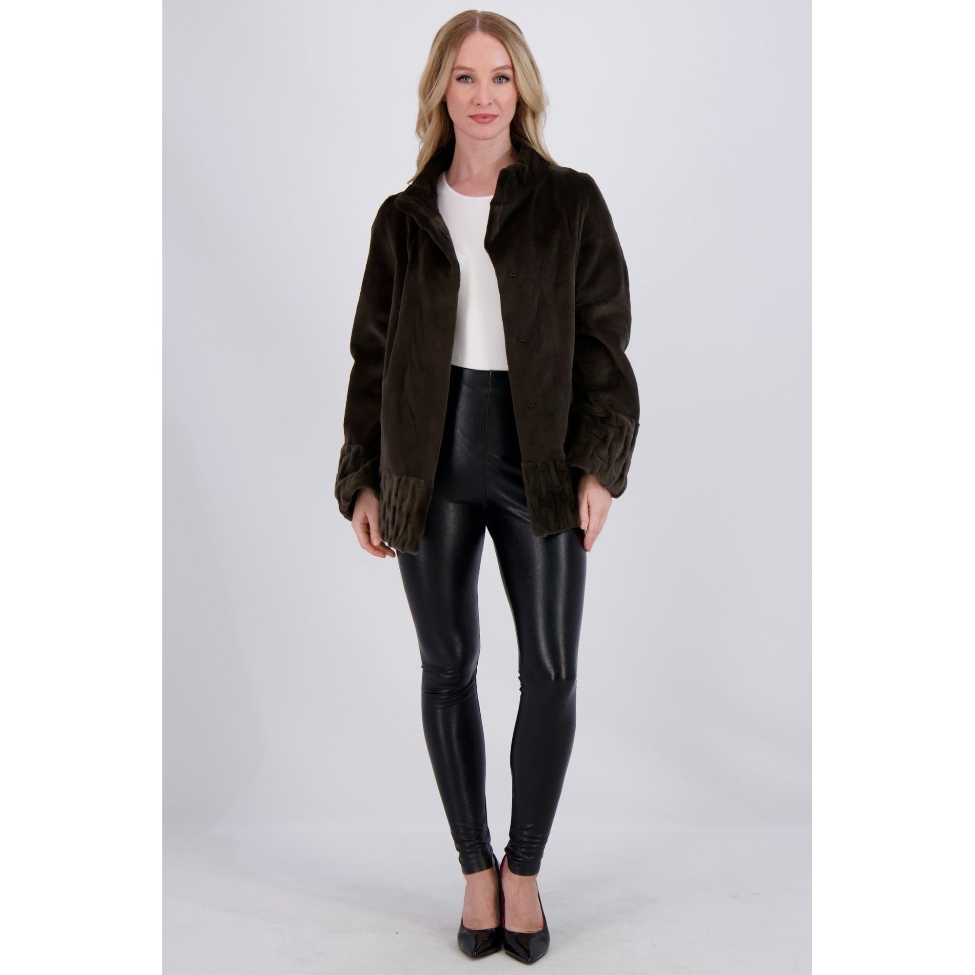 Women | Sheared Mink Jacket | Olive Green