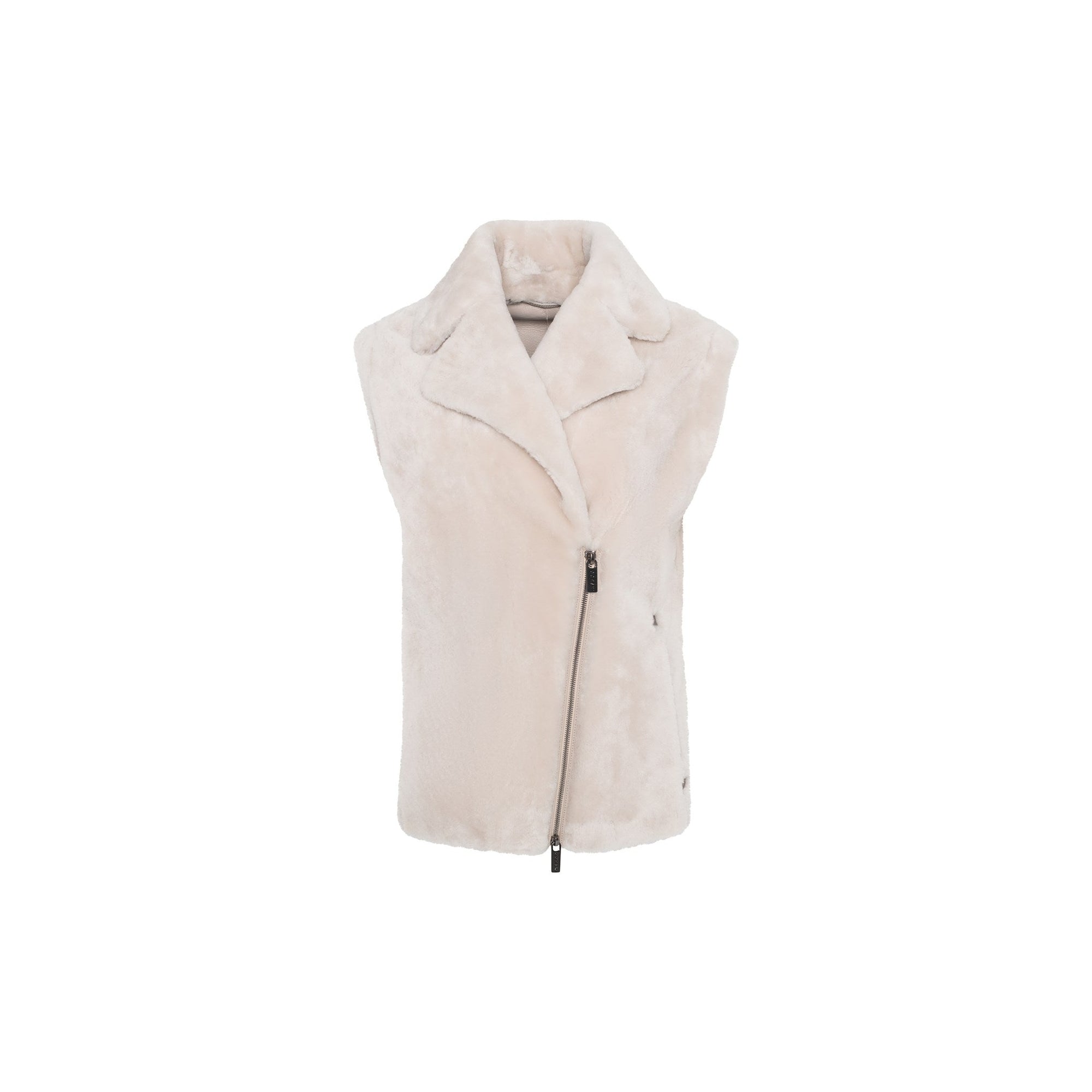 Women | Shearling Lamb Zip Vest | Beige