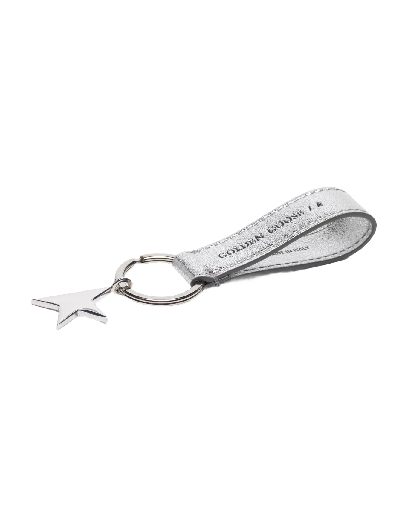 Women | Star Keyring Laminated Leather | Silver