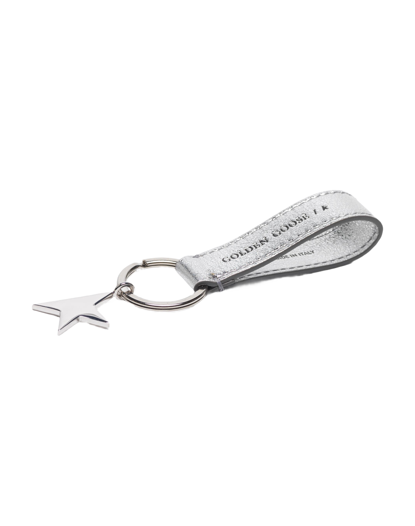 Women | Star Keyring Laminated Leather | Silver