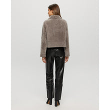 Women | Textured Shearling Lamb Jacket | Gray