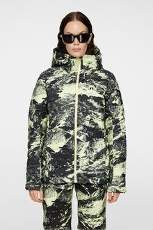 Women | Thermic Down Jacket Printed | Mountain Glitch Lime