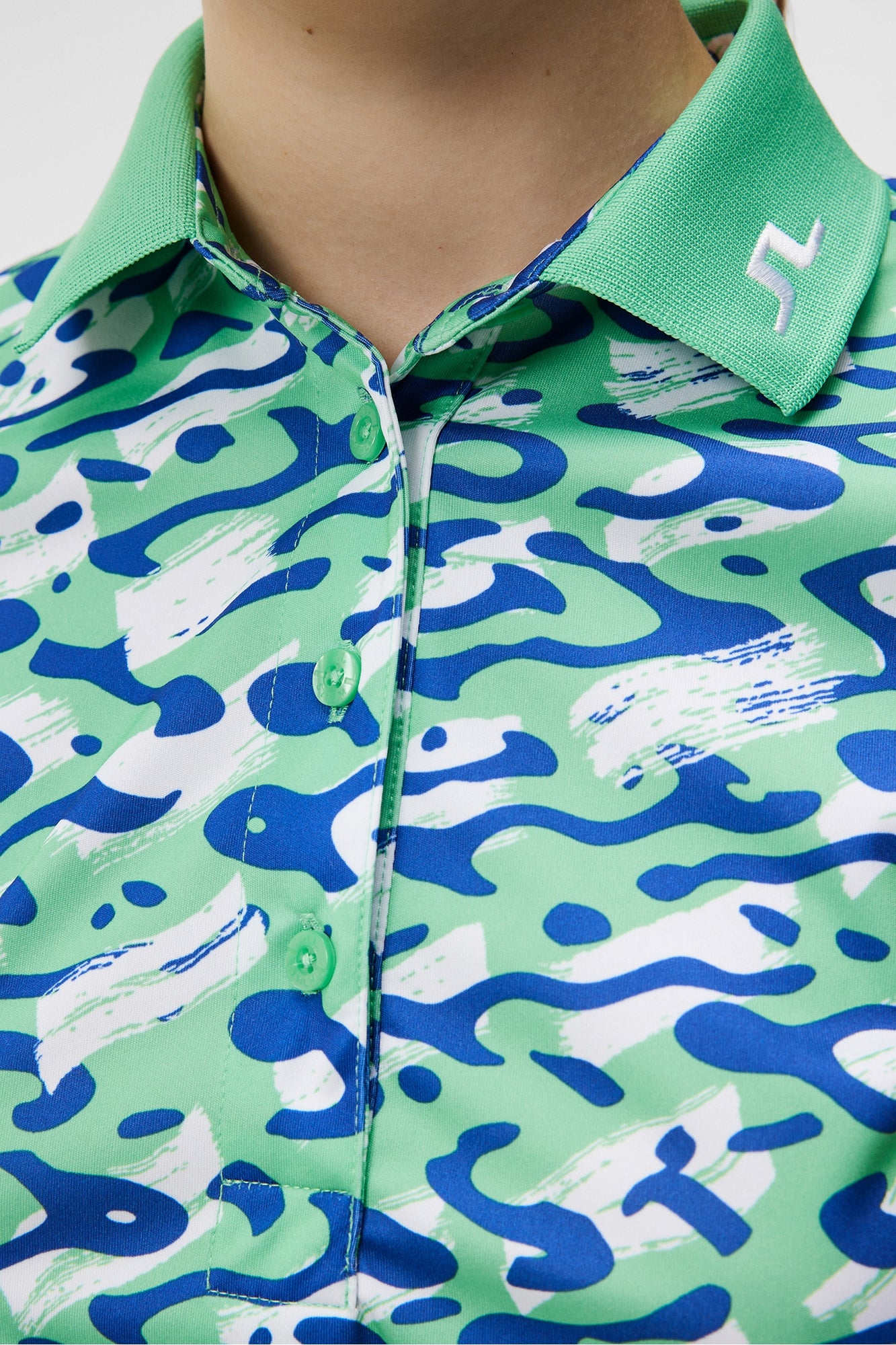 Women | Tour Tech Print Polo | Caldera Jade Cream