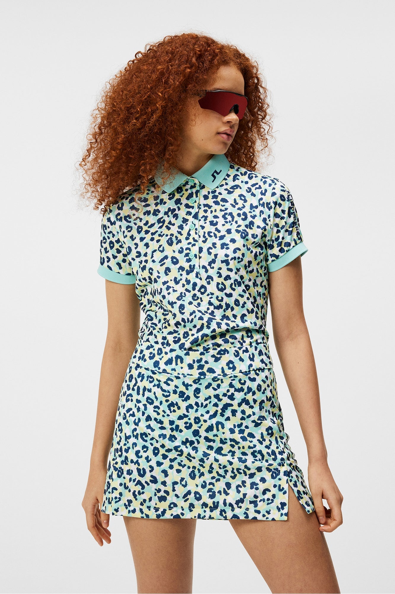 Women | Tour Tech Print Polo | Leopard Aruba Blue