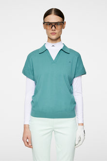 Women | Vita Knitted Polo Shirt | Teal