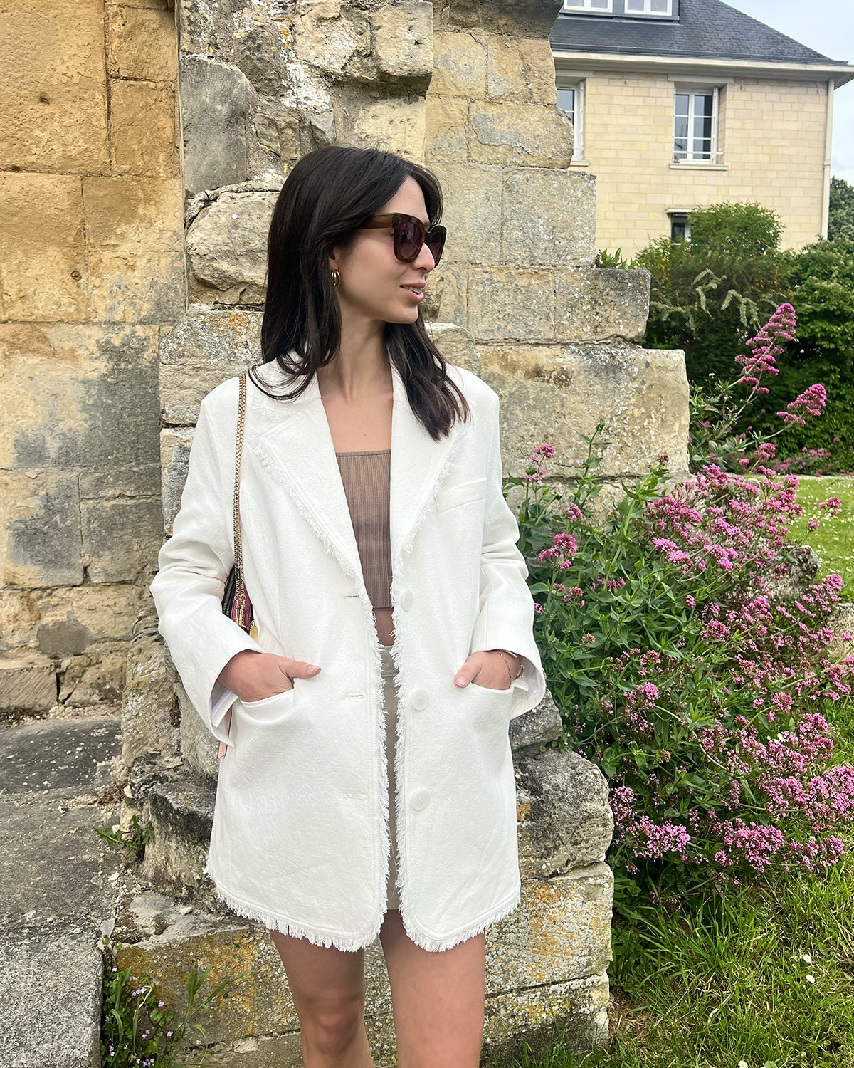 Young Blood Frayed Edge Blazer | Women | Cream