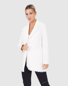 Young Blood Frayed Edge Blazer | Women | Cream