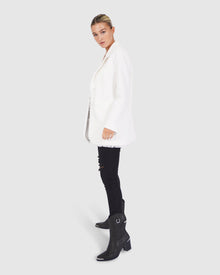 Young Blood Frayed Edge Blazer | Women | Cream