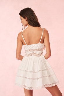 Zima Cotton Lace Bow Mini Dress | Optic White