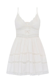 Zima Cotton Lace Bow Mini Dress | Optic White