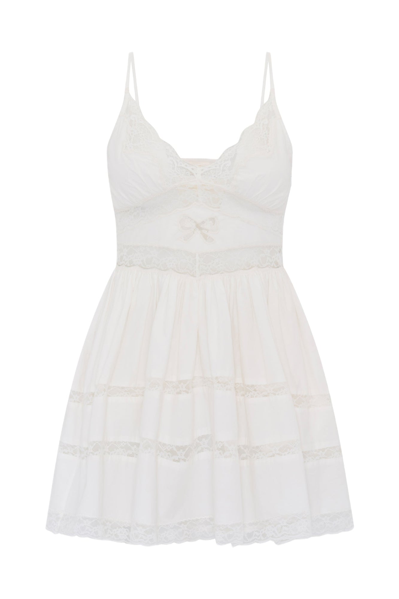 Zima Cotton Lace Bow Mini Dress | Optic White