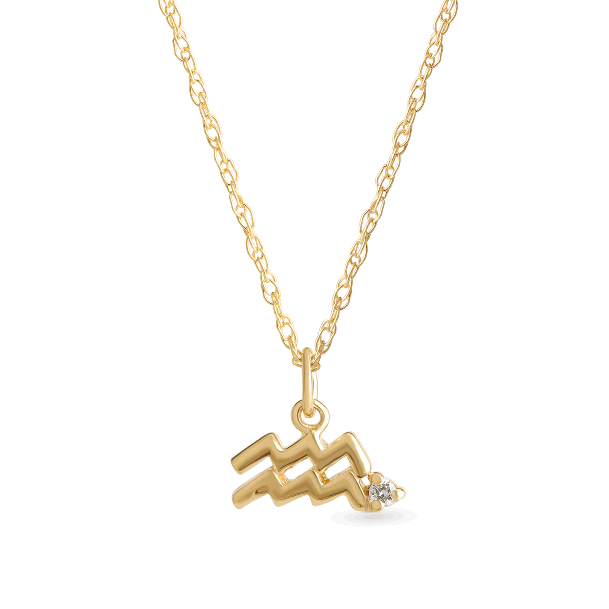 Zodiac Charm Necklace with Diamond | 10K Yellow Gold