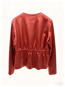 Flattering Cinched Waist & Refined Button-Front Top | Red