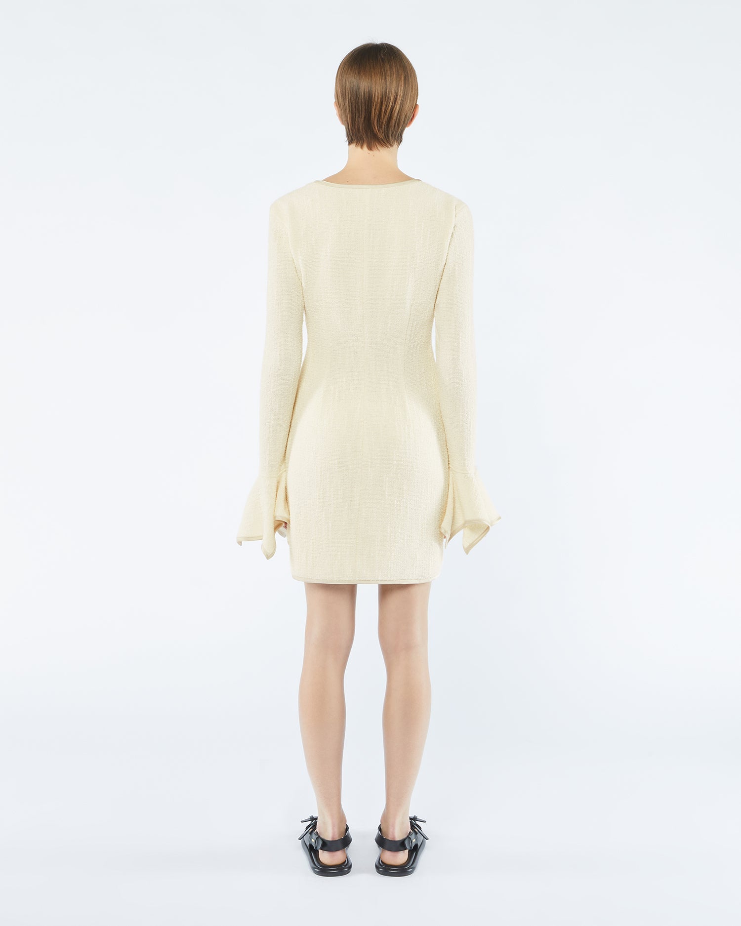 Elva Textured Boucle Tweed Dress | Creme