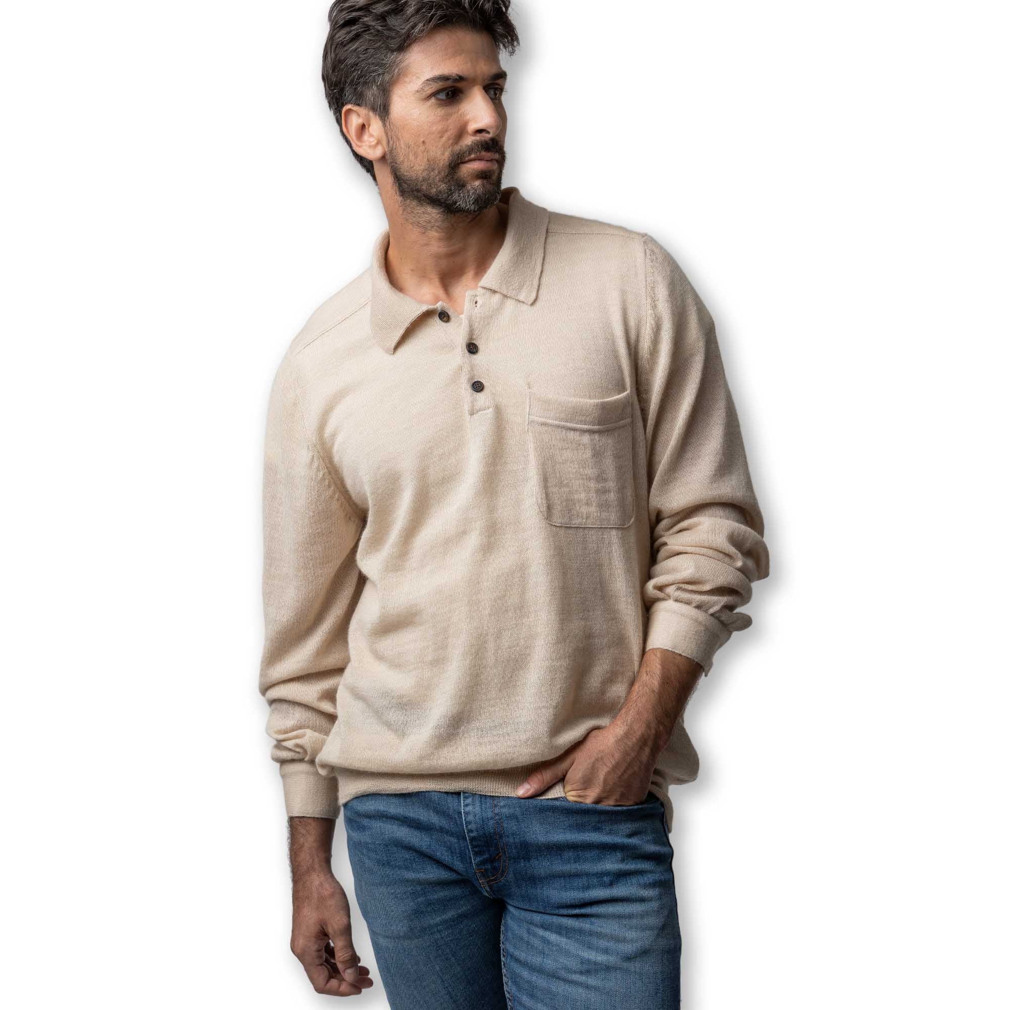 Men | Knit Polo | Light Beige