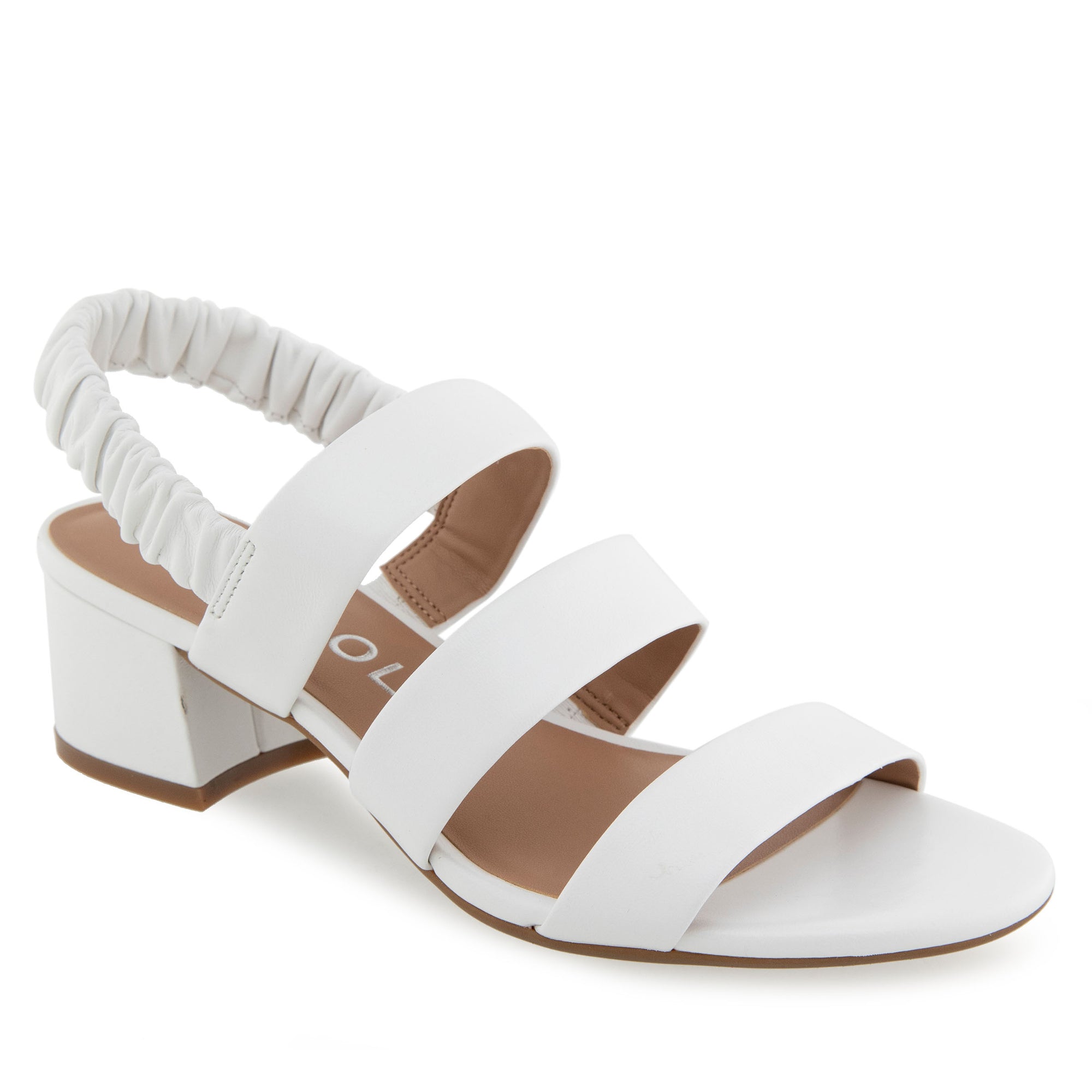 Clarissa Sandal Dress Block Heel | White Leather