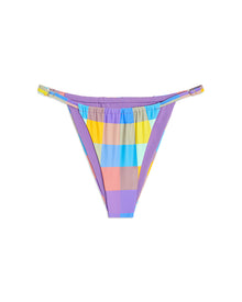 Adjustable Ruched Oversized Gingham Bikini Bottom | Multi