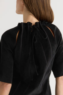 Renee | Aika Back-Tie Corduroy Mini Dress in Size Extra Small