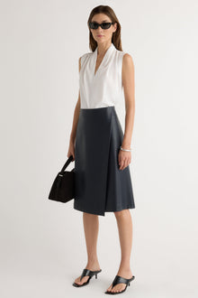 Renee | Alba Asymmetric Vegan Leather Skirt in Size Extra Small