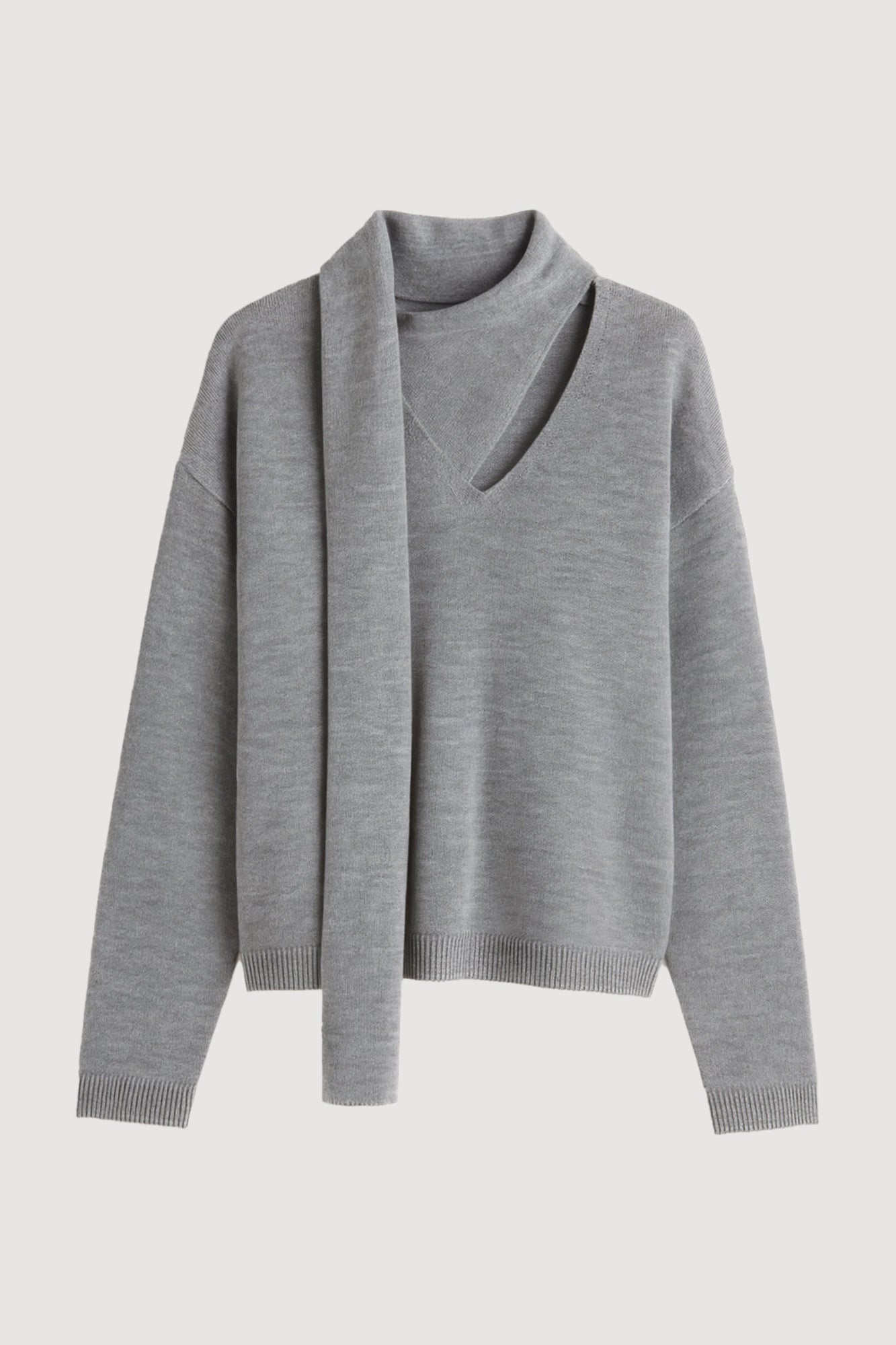 Shelby | Amanda Scarf-Neck Wool Sweater in Size Small - Flat