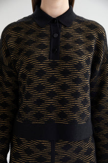 Close-up of three black buttons on the Amelie Polo sweater.