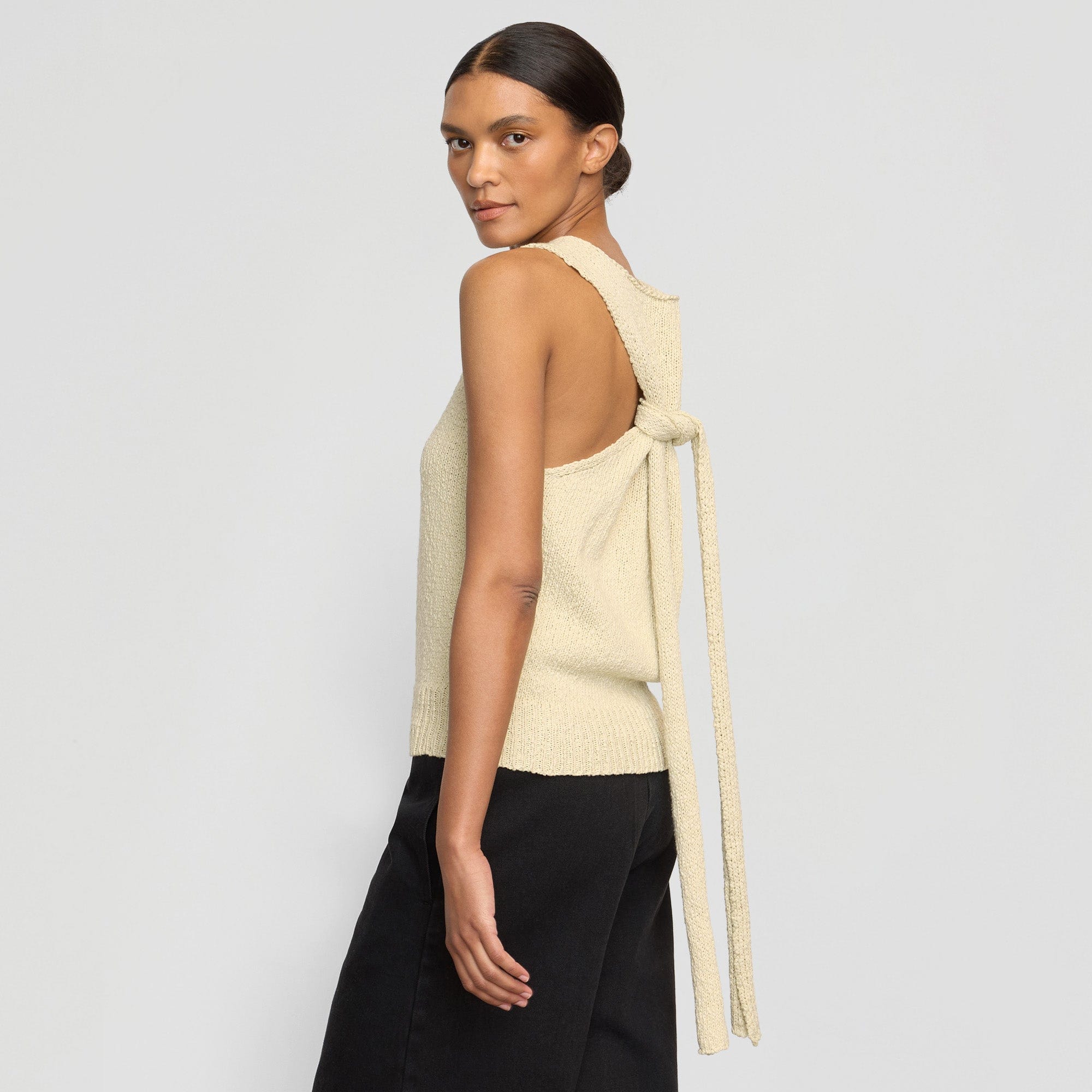 Arinna Tie-Racerback Organic Cotton Tank | Cream